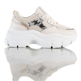 SHELOVET Stilfulde sneakers med glitter beige