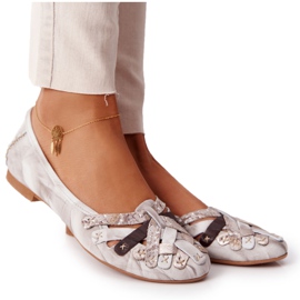 Læderballerinas til kvinder Maciejka 01358-44 Dirty Beige