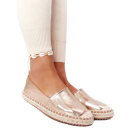 Læder Espadrilles på en flettet sål Big Star HH274503 Golden gylden