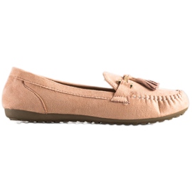 Queentina Moderigtige loafers i ruskind beige lyserød