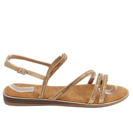 Sandaler med gyldne cubic zirconias SM0023 Gold gylden