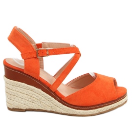 Orange FG19 Orange espadriller med åben tå på kiler