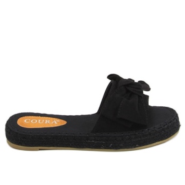 Sorte espadrilletøfler med sløjfe 266 Sort