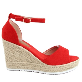 Røde sandaler espadriller på kiler 888-89 Rød