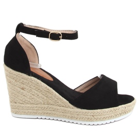 Sorte sandaler espadriller på kiler 888-89 Sort