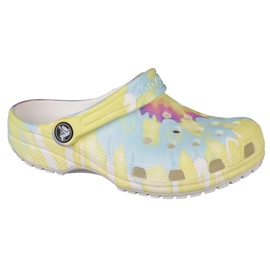 Crocs Classic Tie-Dye Graphic K Clog Jr 205451-94S flerfarvet gul