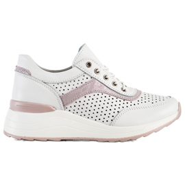 Goodin Læder sneakers med åbent mønster hvid