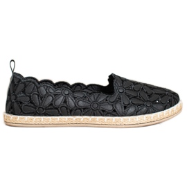 SHELOVET Espadrilles med blomstermønster sort