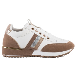 SHELOVET Sneakers med ruskindindsats hvid brun
