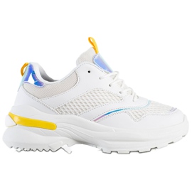 SHELOVET Sneakers på platformen med mesh hvid