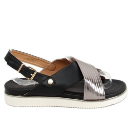 Sorte kvinders sandaler MJF745-9 Sort sølv
