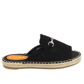 Sorte espadrilletøfler med spænde 8294 Sort