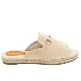 Beige espadrilletøfler med spænde 8294 Beige