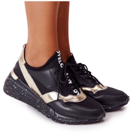 Læder Wedge Sneakers S.Barski Sort og Guld