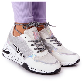 NEWS Dame Wedge Sneakers Hvid Med Brocade Avery 21SP26-3974 sort sølv