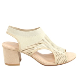 Beige høje hæle sok sandaler 8044 Beige