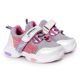 Børnesportsko Sneakers Hvid og Pink Space Ride lyserød grå flerfarvet