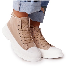 Kvinders høje sneakers på en stor sål lysebrun Trissy