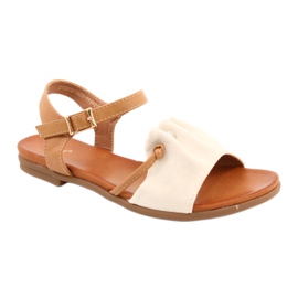 Sandaler til damer med cubic zirconia JEZZI 21SD35-3520 beige brun