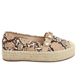 Espadriller med slangesten 100-131-SC-1 Taupe Snake beige brun