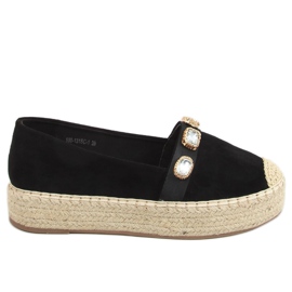 Espadriller med sten sort 100-131-SC-1 Sort