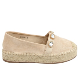 Espadriller med sten beige 100-131-SC-1 Beige