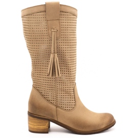 Olivier Kvinder med åbent støvle D44 beige