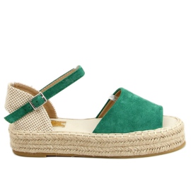 Grøn åben tå espadrilles A663-ESP-1 Grøn beige