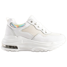 Weide Komfortable sneakers på platformen hvid