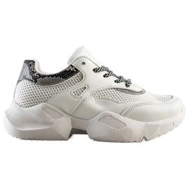 SHELOVET Hvide snake print sneakers