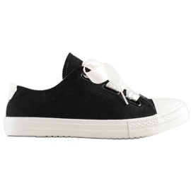 SHELOVET Stilfulde bundne sneakers sort