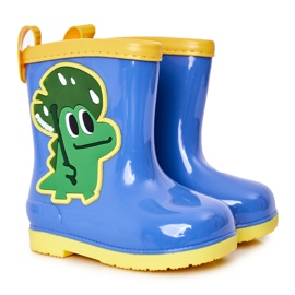Børns blå galoscher med en krokodille