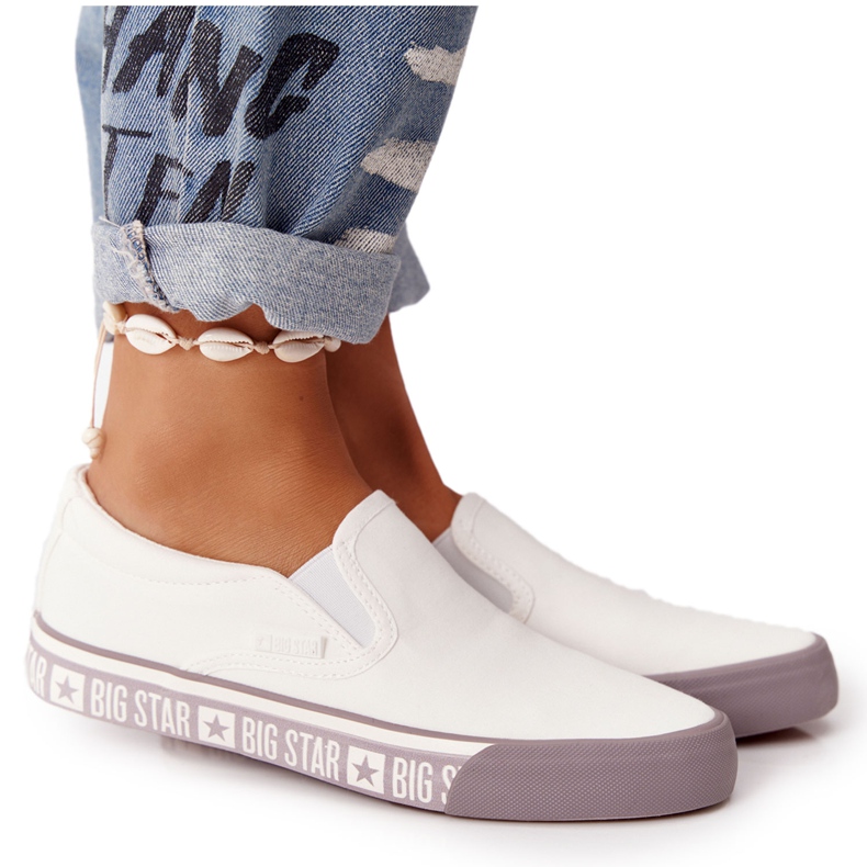 Dame Sneakers Slip-on Big Star HH274007 Hvid