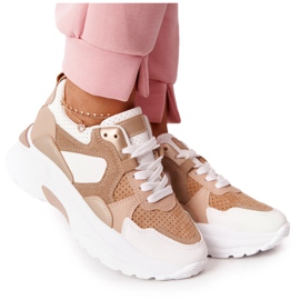 Kvinders sneakers Beige Yolo på stor sål hvid