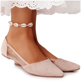 EVE Ballerinas i Spitz Beige Melania med mesh