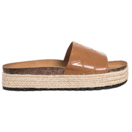 SHELOVET Platform flip-flops brun