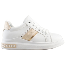 SHELOVET Casual sneakers hvid gylden