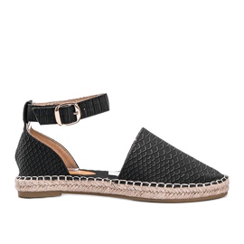 Sorte espadriller med slangeskindsmotiv
