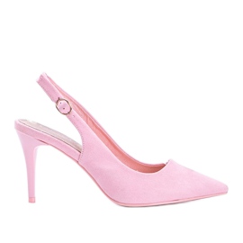 Pink eco ruskind pumper på Donna bælte lyserød
