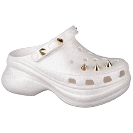 Crocs Classic Bae Glitter Stud Clog W 206783-100 hvid gylden