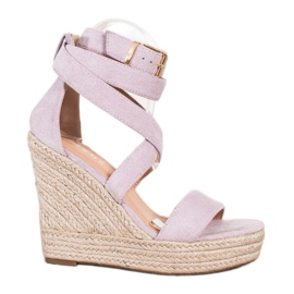 SHELOVET Espadrilles sandaler med spænde violet