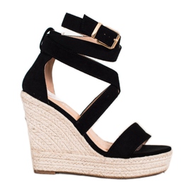 SHELOVET Espadrilles sandaler med spænde sort