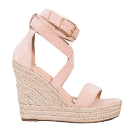 SHELOVET Espadrilles sandaler med spænde lyserød