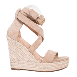 SHELOVET Espadrilles sandaler med spænde beige