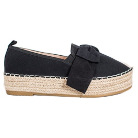 SHELOVET Sort Espadrilles med sløjfe