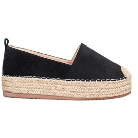 SHELOVET Suede Espadrilles på platformen sort