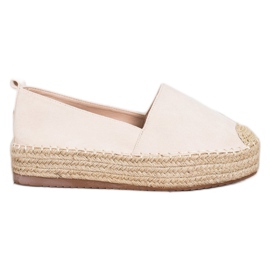 SHELOVET Suede Espadrilles på platformen beige