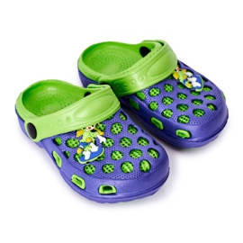 Skumtøfler til børn Crocs Navy Blue-Green Jupiter marine blå grøn