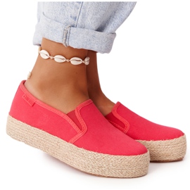 Espadrilles på en flettet platform Big Star FF274149 rød