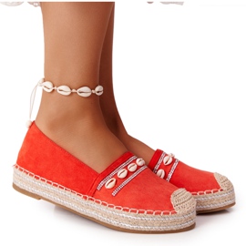PG1 Espadrilles på platform med koralskal rød orange